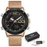 2020 LIGE New Watch Top Luxury Brand Stainless Steel Sports Men Watch Military Dual Display Waterproof Watches Relogio Masculino