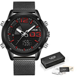 2020 LIGE New Watch Top Luxury Brand Stainless Steel Sports Men Watch Military Dual Display Waterproof Watches Relogio Masculino