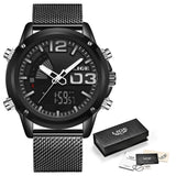2020 LIGE New Watch Top Luxury Brand Stainless Steel Sports Men Watch Military Dual Display Waterproof Watches Relogio Masculino